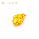 POH KONG 999/24K Yellow Gold 3D Zodiac Snake With Ruyi and Ribbon Pendant