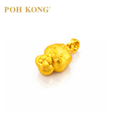 POH KONG 999/24K Yellow Gold 3D Zodiac Snake With Clover Pendant