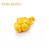 POH KONG 999/24K Yellow Gold 3D Zodiac Snake With Heart and Ribbon Pendant