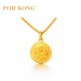 POH KONG 916/22K Gold Hibiscus Coin Pendant
