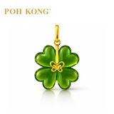 POH KONG 916/22K Yellow Gold Green Glass Butterfly Pendant