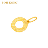 POH KONG 916/22K Yellow Gold Textured Hollow Round Pendant