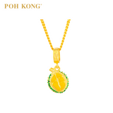 POH KONG 916/22K Yellow Gold Anggun Half Green Durian Pendant