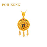 POH KONG 916/22K Round Peacock Gold Medallion Pendant