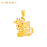 POH KONG 916/22K Yellow Gold Auspicious Fortune 'FU' Snake Pendant