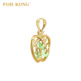 POH KONG Yellow Gold 916/22K Auspicious Prosperous Serenity Jade Pendant