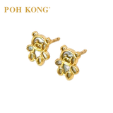 POH KONG 916/22K Yellow Gold Mother Of Pearl Bear Stud Earrings