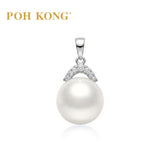 POH KONG 585/14K White Gold Pearl With Diamond Exquisite Pendant