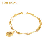 POH KONG 916/22K Yellow Gold Happy Love Endless Happiness with FU Pendant Bracelet