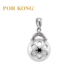POH KONG 585/14K White Gold Pearl With Diamond Exquisite Pendant
