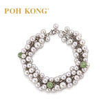 POH KONG 750/18K White Gold Pearl Wreath with Green Sapphire and Garnet Bracelet