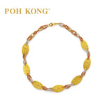 POH KONG 916/22K Yellow Gold Textured Leaf Choker