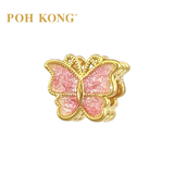 POH KONG 916/22K Yellow Gold Butterfly With Pink Enamel Pendant