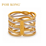 POH KONG 750/18K Yellow Gold and White Gold Cuff Bangle with Diamond