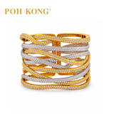 POH KONG 750/18K Yellow Gold and White Gold Cuff Bangle with Diamond