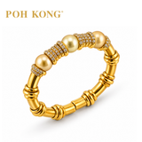 POH KONG 750/18K Rose Gold Diamond Bangle with South Sea Pearl