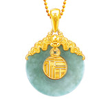 916/22k Jade & Gold Blessings Pendant 金玉福缘吊坠