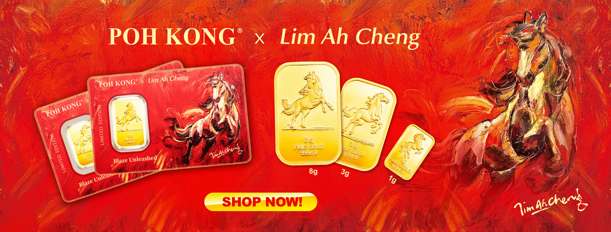Buy Poh Kong Lim Ah Cheng Gold Bar Online | Blaze Unleashed 999.9 24K Gold      