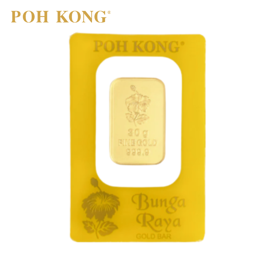 POH KONG 999.9/24K Pure Gold Bunga Raya Gold Bar (30g) – Poh Kong