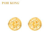 POH KONG 916/22K Yellow Gold Anggun Round Shape Orchid Stud Earrings