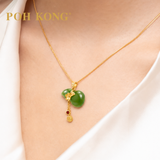 POH KONG 999/24K Yellow Gold Hulu Jade Pendant