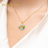POH KONG 750/18K Yellow Gold Jade Pendant