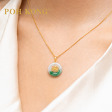 POH KONG 750/18K Yellow Gold Butterfly Jade Pendant