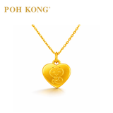 POH KONG 999/24K Yellow Gold Heart Shaped Zodiac Snake Pendant