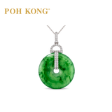 POH KONG 750/18K White Gold Donut Jade Pendant with Diamond