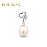 POH KONG 375/9K White Gold Three Leaf Heart Pearl Pendant