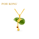 POH KONG 999/24K Yellow Gold Hulu Jade Pendant