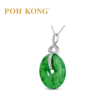 POH KONG 750/18K White Gold Donut Jade Pendant with Diamond