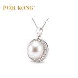 POH KONG 750/18K White Gold Luna Pearl with Diamond Pendant
