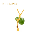 POH KONG 999/24K Yellow Gold Hulu Jade Pendant