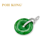 POH KONG 750/18K White Gold Donut Jade Pendant with Diamond