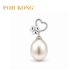 POH KONG 375/9K White Gold Three Leaf Heart Pearl Pendant