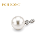 POH KONG 750/18K White Gold Pearl Exquisite with Diamond Pendant