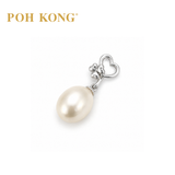 POH KONG 375/9K White Gold Three Leaf Heart Pearl Pendant