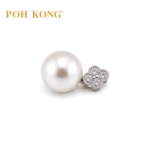POH KONG 750/18K White Gold Pearl with  Clover Diamond Pendant