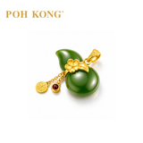 POH KONG 999/24K Yellow Gold Hulu Jade Pendant