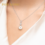 POH KONG 750/18K White Gold Pearl Exquisite with Diamond Pendant