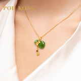 POH KONG 999/24K Yellow Gold Hulu Jade Pendant