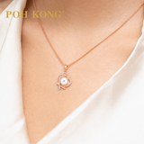 POH KONG 750/18K Rose Gold Heart Shape Pearl with Diamond Pendant