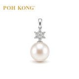 POH KONG 750/18K White Gold Stella  Pearl with Diamond Pendant
