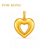POH KONG 916/22K Yellow Gold Hollow Beaded Side Heart Pendant