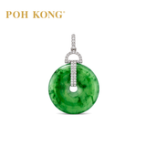 POH KONG 750/18K White Gold Donut Jade Pendant with Diamond