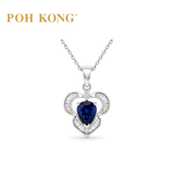 POH KONG 750/18K White Gold Imperial Blue Sapphire Diamond Pendant
