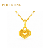 POH KONG 916/22K Gold Pixel Heart Pendant