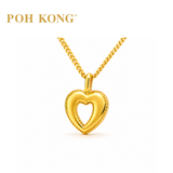 POH KONG 916/22K Yellow Gold Hollow Beaded Side Heart Pendant