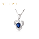 POH KONG 750/18K White Gold Imperial Blue Sapphire Diamond Pendant